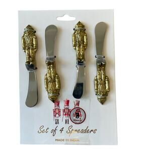 Holiday Gold Nutcracker Knife Set of 4 Small 5.5in Stainless Steel Christmas New